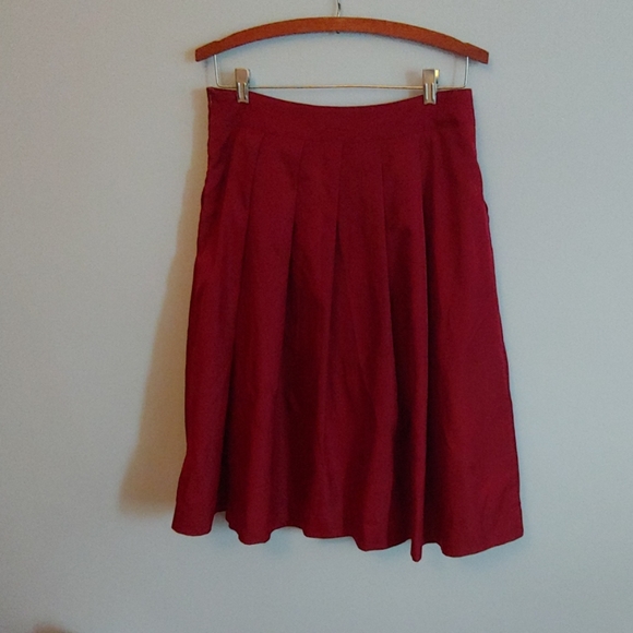 Pleated Burgundy Skirt - Picture 2 of 2